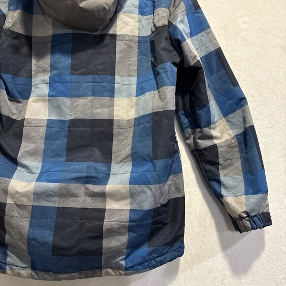 Volcom True to This Neolithic Insulated Jacket Kids Size Large Blue Gray Plaid - Picture 10 of 16